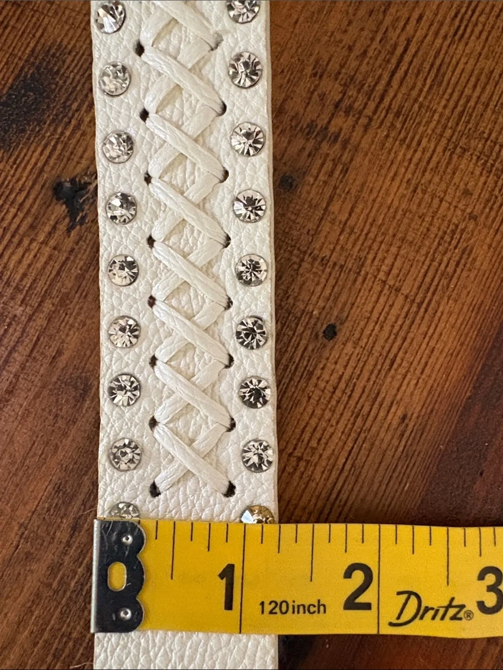 BKE Rhinestone Leather Western Crosstitch Western Festival Belt White Sz XL